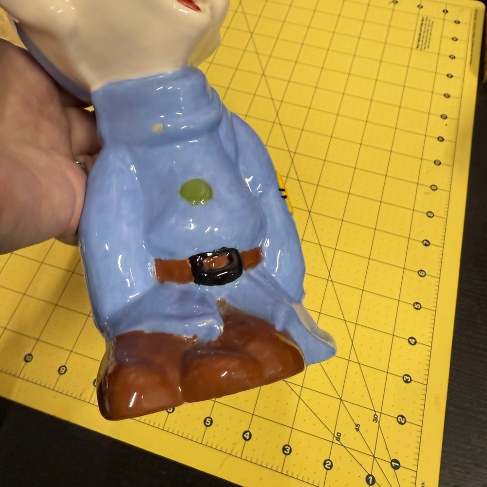 Vintage Walt Disney Production Blue Dopey Dwarf Ceramic Figurine Snow White - Picture 15 of 15